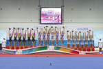 пьедестал с гимнастками на универсиаде в Казани